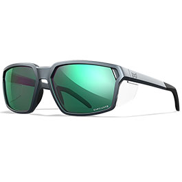 Wiley X Sonnenbrille Sierra Captivate matt dunkelgrau Glser grn verspiegelt polarisiert inkl. Brillenbeutel & Seitenschutz