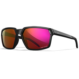 Wiley X Sonnenbrille Sierra Captivate glnzend schwarz Glser rot verspiegelt inkl. Brillenbeutel & Seitenschutz