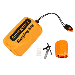 Fox Outdoor Notfall-Biwaksack orange inkl. Signalpfeife, Zndstahl, Schaber & Baumwollzunder