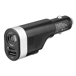 Ladegert CarCharger&Power inkl. Taschenlampe, Gurtschneider und USB Kabel