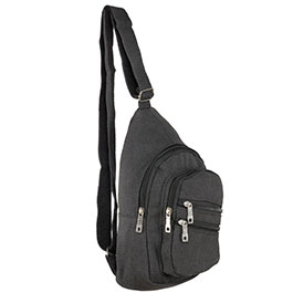Kleine Schultertasche mit Trageriemen und mehreren Staufchern schwarz