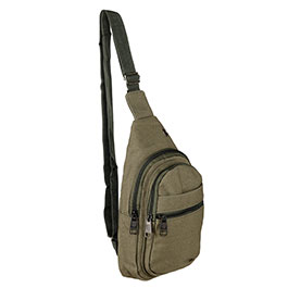 Kleine Schultertasche mit verstellbarem Trageriemen und mehreren Staufchern steingrau-oliv