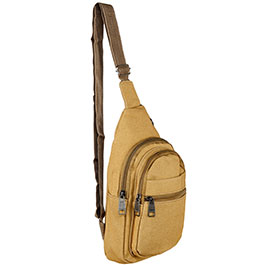 Kleine Schultertasche mit Trageriemen und mehreren Staufchern coyote