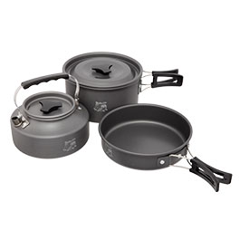 NGT Camping & Outdoor Koch Set 3-teilig Leichtgewicht aus eloxiertem Aluminium