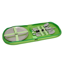 Camping Geschirr Set fr 2 Personen in Transporttasche m. Reiverschluss