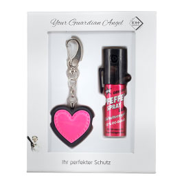 Selbstschutz Geschenkset Schutzengel pink Herzalarm und Pfefferspray