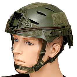 WoSport Airsoft Helm W-Style 3.0 Standard Version mit NVG Mount und seitlichen Rails verstellbar oliv