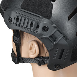 WoSport Airsoft Helm MK Training Style mit NVG Mount und seitlichen Rails verstellbar schwarz Bild 7