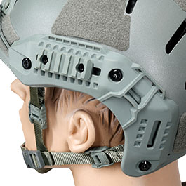 WoSport Airsoft Helm MK Training Style mit NVG Mount und seitlichen Rails verstellbar grau Bild 7