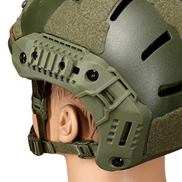 WoSport Airsoft Helm MK Training Style mit NVG Mount und seitlichen Rails verstellbar oliv Bild 7
