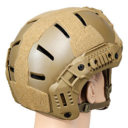 WoSport Airsoft Helm MK Training Style mit NVG Mount und seitlichen Rails verstellbar tan Bild 3