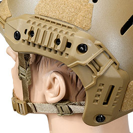 WoSport Airsoft Helm MK Training Style mit NVG Mount und seitlichen Rails verstellbar tan Bild 7