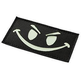 101INC lasercut Patch Evil Smiley, leuchtet im Dunkeln