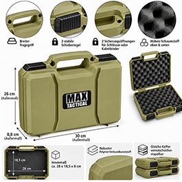 Kleinbild 9 MAX Tactical Pistol Hard Case Pistolenkoffer 30 x 26 x 8,8 cm Waben-Schaumstoff oliv