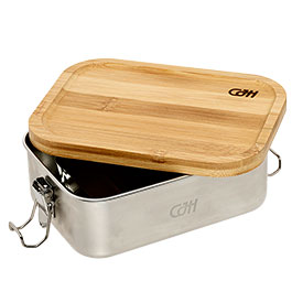 Kleinbild 1 CJH Lunchbox M Edelstahl Brotzeitdose mit Bambusdeckel und Fachteiler 850 ml