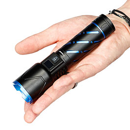Kleinbild 8 Trizand taktische LED-Taschenlampe 800 Lumen 3 Leuchtmodi inkl. Strobe aufladbar inkl. Handschlaufe und USB-C-Kabel schwarz-blau