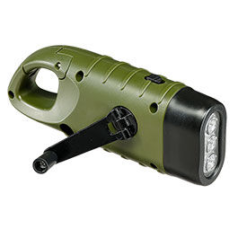 Kleinbild 3 Solarbetriebene LED-Taschenlampe mit Dynamo und Karabinerhaken oliv