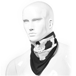 Gesichtstuch mit Klettverschluss Totenkopf schwarz aus elastischer Baumwolle Bild 1 xxx: