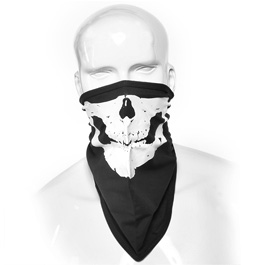 Gesichtstuch mit Klettverschluss Totenkopf schwarz aus elastischer Baumwolle Bild 2