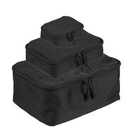 Mil-Tec Netztaschen Set Netz Pouch schwarz 3-teilig