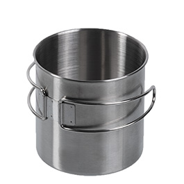 Mil-Tec Outdoor Becher Edelstahl mit Klappgriffen 800 ml silber