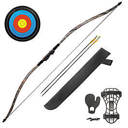 Poe Lang Recurve Langbogen Set 30-35 lbs inkl. Zubehr fr Links- und Rechtshnder tarnfarben