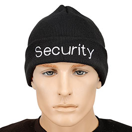 Thumbnail MFH Rollmtze schwarz Feinstrick mit Security bestickt