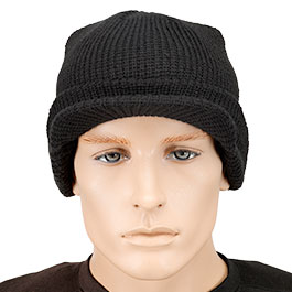 MFH US Schildmtze schwarz grobrippig gestrickt