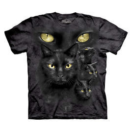 Mountain T-Shirt Black Cat Moon