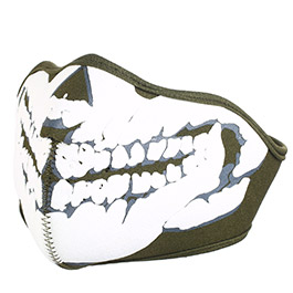 101 INC Neopren Halb-Gesichtsmaske Skull 3D grün Bild 2