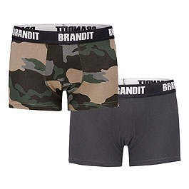 Brandit Boxershorts Logo 2er Pack darkcamo/schwarz