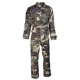 Mil-Tec Fliegerkombi US Kids woodland mit Abzeichen