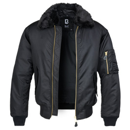 Brandit MA2 Jacke Fur Collar mit Pelzkragen schwarz