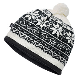 Strickmtze mit warmen Fleeceeinsatz,  Snow Cap wei/schwarz