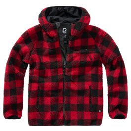 Brandit Jacke Teddyfleece Worker rot/schwarz karriert