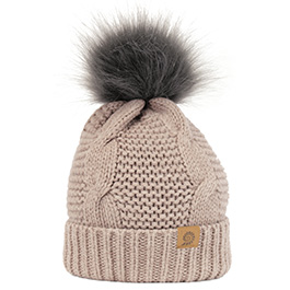 Origin Outdoors Strickmtze Bobble 100% Merinowolle mit abnehmbaren Bommel beige