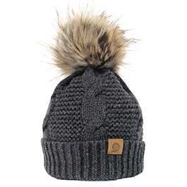 Origin Outdoors Strickmtze Bobble 100% Merinowolle mit abnehmbaren Bommel grau