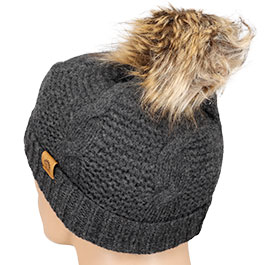 Origin Outdoors Strickmtze Bobble 100% Merinowolle mit abnehmbaren Bommel grau