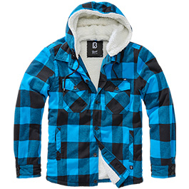 Brandit Hemdjacke Lumberjacket Flanell mit Kapuze schwarz/blau kariert