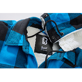 Brandit Hemdjacke Lumberjacket Flanell mit Kapuze schwarz/blau kariert Bild 2