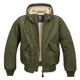 Brandit Jacke CWU mit Teddyfleece und Kapuze oliv