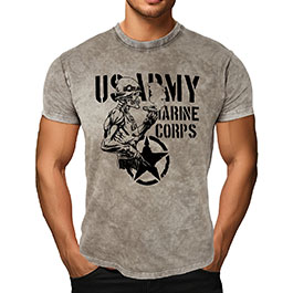 GASOLINE Bandit T-Shirt US Army Marine Corbs Farbe Husky Ash
