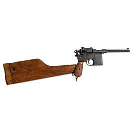 Mauserpistole C96 mit Gewehrschaft aus Holz