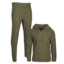 Unterwscheset Thermofleece, Rundhalsshirt & Hose, oliv