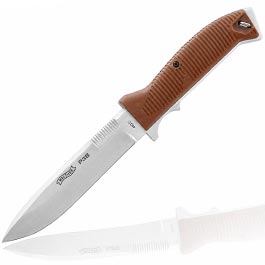Produktbild zu Walther P38 Messer silber / braun inkl. Lederscheide schwarz ...