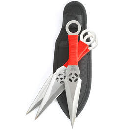 AeroBlades Kunai Wurfmesser Set 3-teilig rot inkl. Nylonscheide