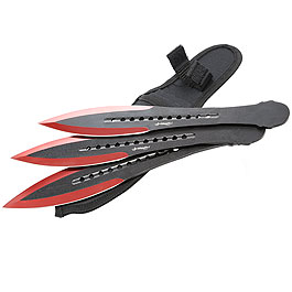 Haller Wurfmesser Set Red Tip rot/schwarz 3-teilig  inkl. Nylonscheide