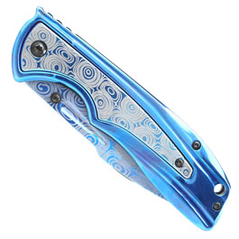 Herbertz Einhandmesser Damastoptik blau mit Gürtelclip Bild 4