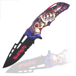 Haller Einhandmesser Nightmare II 3D-Totenkopfmotiv inkl. Grtelclip