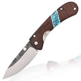 Condor Einhandmesser Blue River Hunter Folder Walnussholzgriffschalen silber/braun